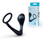 Черное эрекционное кольцо со стимулятором простаты Ringer Cock Ring   Plug - b-Vibe - в Костроме купить с доставкой