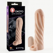 Телесная насадка-удлинитель Okoto со спиралевидным рельефом - 16 см. - Sitabella - в Костроме купить с доставкой