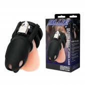 Черная клетка для пениса Silicone Small 2 in Cock Cage With Ball Divider - BlueLine - купить с доставкой в Костроме