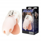 Белая клетка для пениса Silicone Small 2 in Cock Cage With Ball Divider - BlueLine - купить с доставкой в Костроме