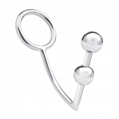 Кольцо на пенис с анальным стимулятором Two Bead Stainless Steel Anal Hook   Cock Ring - BlueLine - в Костроме купить с доставкой