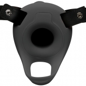 Черный полый страпон с вибрацией 2’’ Erection 28X Smooth Vibrating Silicone Penis Sheath - XR Brands - купить с доставкой в Костроме