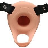 Телесный полый страпон 2  Erection 28X Smooth Vibrating Silicone Penis Sheath - 16 см. - XR Brands - купить с доставкой в Костроме