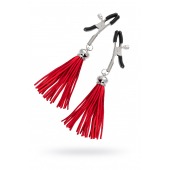 Зажимы на соски «Прищепки» с красными кисточками из замши - Pecado - купить с доставкой в Костроме