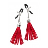 Зажимы на соски «Прищепки» с красными кисточками из замши - Pecado - купить с доставкой в Костроме