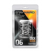 Прозрачная насадка с объёмными чёрточками STAY HARD COCK SLEEVE 06 CLEAR - Blush Novelties - в Костроме купить с доставкой