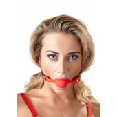 Силиконовый кляп-шар на чёрных ремешках Red Gag silicone - Orion - купить с доставкой в Костроме