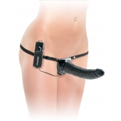 Черный страпон с вагинальной пробкой Deluxe Vibrating Penetrix Strap-On - 19 см. - Pipedream - купить с доставкой в Костроме