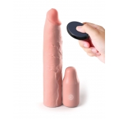 Телесная вибронасадка на член 3  Vibrating Mega X-tension with Remote - 22,9 см. - Pipedream - в Костроме купить с доставкой