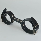 Черные кожаные наручники-фиксатор - Sitabella - купить с доставкой в Костроме