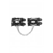 Черные кожаные наручники-браслеты из двух ремешков - Pecado - купить с доставкой в Костроме