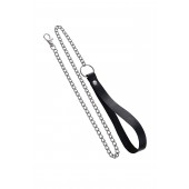 Поводок с ручкой из черной натуральной кожи и карабином для ошейника - Pecado - купить с доставкой в Костроме