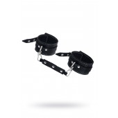 Черные двухслойные кожаные оковы с белой строчкой - Pecado - купить с доставкой в Костроме