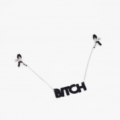 Зажимы на соски с кожаной подвеской Bitch - Crazy Handmade - купить с доставкой в Костроме