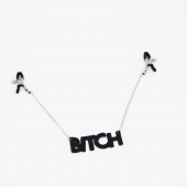 Зажимы на соски с кожаной подвеской Bitch - Crazy Handmade - купить с доставкой в Костроме