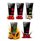 Набор из 5 съедобных лубрикантов JUJU (клубника, малина, тропические фрукты, вишня, кокос) - JuJu - купить с доставкой в Костроме