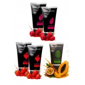 Набор из 5 съедобных лубрикантов JUJU (клубника х 2, малина х 2, тропические фрукты) - JuJu - купить с доставкой в Костроме