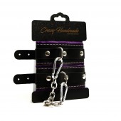 Черно-фиолетовые скругленные наручники с мягкой подкладкой - Crazy Handmade - купить с доставкой в Костроме