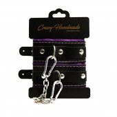 Черно-фиолетовые скругленные наручники с мягкой подкладкой - Crazy Handmade - купить с доставкой в Костроме