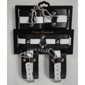 Набор фиксаторов из черной и белой натуральной кожи - Crazy Handmade - купить с доставкой в Костроме