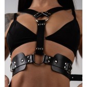 Черная кожаная двусторонняя портупея - Crazy Handmade - купить с доставкой в Костроме