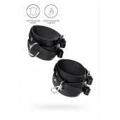 Черные кожаные оковы с двумя перекрёстными ремешками - Pecado - купить с доставкой в Костроме