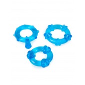 Набор из 3 синих эрекционных колец с различным рельефом - Erowoman-Eroman - в Костроме купить с доставкой