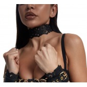 Черный ажурный чокер с золотистой фурнитурой - Crazy Handmade - купить с доставкой в Костроме