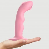 Розовая насадка-стимулятор Strap-On-Me Tapping Dildo Wave - Strap-on-me - купить с доставкой в Костроме