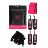 Черно-розовый эротический набор: фиксатор, оковы, наручники, повязка - Erokay - купить с доставкой в Костроме