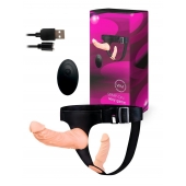 Женский страпон с 2 насадками, вибрацией и пультом ДУ - Erowoman-Eroman - купить с доставкой в Костроме