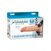 Телесный пустотелый фаллопротез 5’’ Hollow Silicone Strap-On - 14 см. - Pipedream - купить с доставкой в Костроме