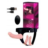 Женский страпон с 3 насадками и вибрацией - Erowoman-Eroman - купить с доставкой в Костроме