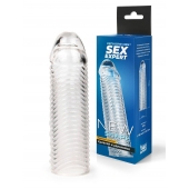 Прозрачная закрытая насадка на пенис с ребрышками - 16 см. - Sex Expert - в Костроме купить с доставкой
