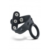 Черное эрекционное кольцо с подхватом мошонки на кнопках VS6 - Blush Novelties - в Костроме купить с доставкой