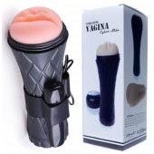 Телесный мастурбатор-вагина в черной колбе с вибрацией - Boys of Toys - в Костроме купить с доставкой