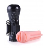Телесный мастурбатор-вагина в черной колбе с вибрацией - Boys of Toys - в Костроме купить с доставкой