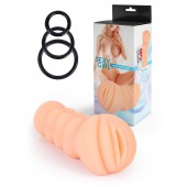 Телесный мастурбатор-вагина с эрекционными кольцами в комплекте - Sexy Girl - в Костроме купить с доставкой