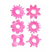 Набор из 6 розовых эрекционных колец с различным рельефом - Erowoman-Eroman - в Костроме купить с доставкой