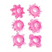 Набор из 6 розовых эрекционных колец с различным рельефом - Erowoman-Eroman - в Костроме купить с доставкой