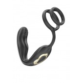 Черная анальная пробка с вращением и эрекционными кольцами - Ibiza - в Костроме купить с доставкой