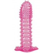 Гелевая розовая насадка с шипами - 12 см. - Toyfa Basic - в Костроме купить с доставкой
