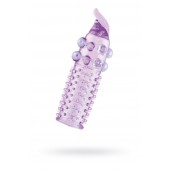 Гелевая фиолетовая насадка с шариками, шипами и усиком - 11 см. - Toyfa Basic - в Костроме купить с доставкой