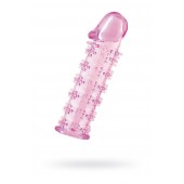 Гелевая розовая насадка на фаллос с шипами - 12 см. - Toyfa Basic - в Костроме купить с доставкой