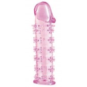 Гелевая розовая насадка на фаллос с шипами - 12 см. - Toyfa Basic - в Костроме купить с доставкой