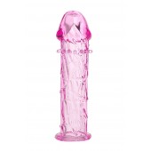 Гладкая розовая насадка с усиками под головкой - 12,5 см. - Toyfa Basic - в Костроме купить с доставкой