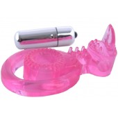 Розовая вибронасадка со стимулятор клитора   Язычок - Toyfa Basic - в Костроме купить с доставкой