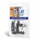 Утяжка на пенис на замочке Duo Cock And Ball Lock - BlueLine - купить с доставкой в Костроме