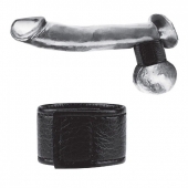 Чёрная утяжка на мошонку 1  Velcro Ball Stretcher - BlueLine - купить с доставкой в Костроме