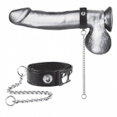 Утяжка на пенис с поводком Snap Cock Ring With 12  Leash - BlueLine - купить с доставкой в Костроме